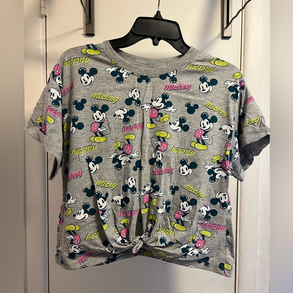 XL Disney Mickey Mouse tie up crop shirt
